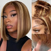 Highlight Ombre Bob Wig Human Hair Straight 4/27 Honey Blonde Bob Lace Front Wigs Human Hair 13x4 Lace Front Bob Wigs 10-16inch