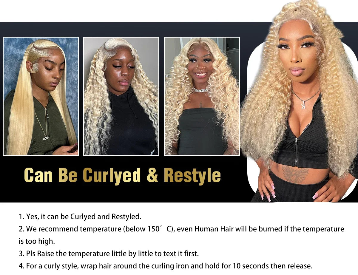 Glueless 613 Honey Blonde Body Wave Wigs HD 13x4 Lace Frontal Wigs Human Hair 200% Preplucked Baby Hair For Black Women 32Inch