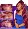 99J Burgundy Body Wave Wigs Glueless Preplucked 13x4 Lace Frontal Human Hair Wigs 30Inch HD 200% Wine Red Lace Wigs For Women